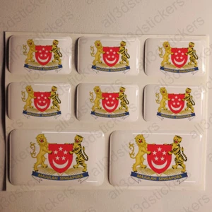 Sticker Singapore Resin Domed Stickers Singapore Coat of Arms 3D Vinyl Adhesive - Picture 1 of 1