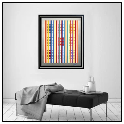 Yaacov Agam Original Color Serigrafía Grande Firmado Contemporáneo Moderno Op Art Foto 1 de 4