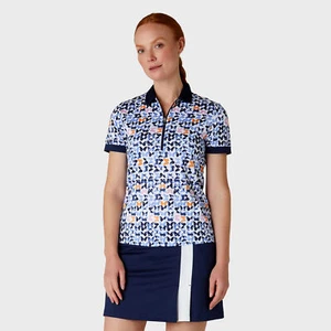 Callaway Ladies Short Sleeve Golf Polo in Metamorphosis Print in White & Blue - Picture 1 of 5