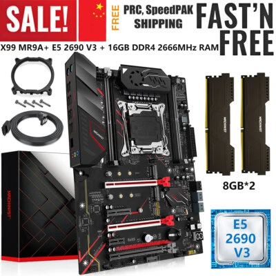 X99 MR9A Motherboard LGA 2011-3 + E5 2690 V3 CPU 16GB DDR4 2666MHz RAM M.2 Slot - Image 1 of 4