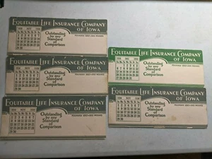 Lot of 5 Equitable Life insurance Company Of Iowa Ink Blotter Calendars 1936 - Picture 1 of 7