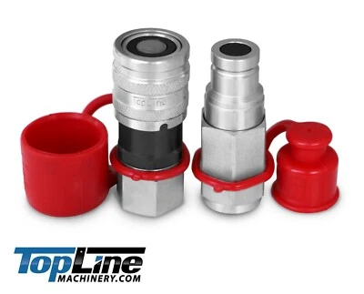 1/2" NPT Thread  Flat Face Quick Connect Hydraulic Couplers Set, 3/8" Body -TL44 - Image 1 of 4