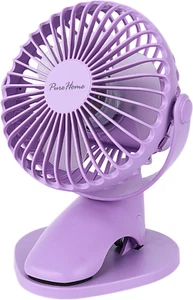 Portable Clip Fan USB Rechargeable 3-Speed Mini Desk Fan 360° Quiet Purple - Picture 1 of 7