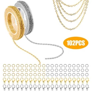 16.4 Feet 2 Rolls Stainless Steel Necklace Chains for Jewelry Making DIY Craft - Picture 1 of 6
