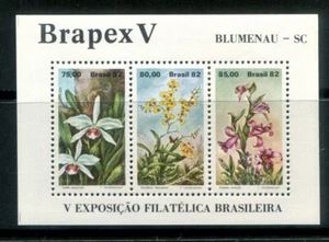 BRAZIL 1982 - Stamps Souvenir Sheet V Brazilian Philatelic Exhibition Orchid MNH - Picture 1 of 1