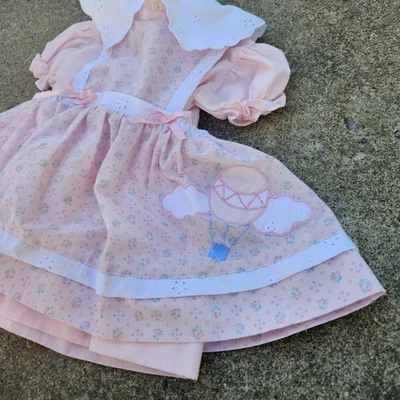 Vintage Mayfair Baby Girl 2 Piece Pink Floral Pinafore Dress Size 12 Months 80s - Image 1 of 4