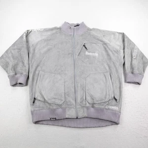 Vintage Akademiks Jacke Herren 4XL grau Kunstleder Bomber Mantel Reißverschluss Hip Hop Y2K - Bild 1 von 10