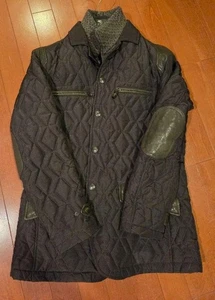 Etro Quilted Outerwear Jacket L Size Leather Check Knit Warm - Picture 1 of 8