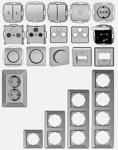 Kopp MILANO stahl Schalterprogramm Schutzkontakt Steckdose, Schalter, Rahmen - Bild 1 von 22