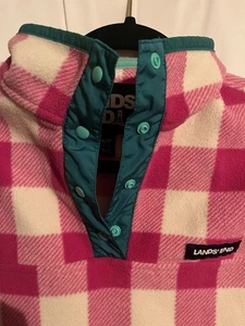 Lands End Sudadera Rosa/Blanco A Cuadros Mujer P/M - Imagen 1 de 9