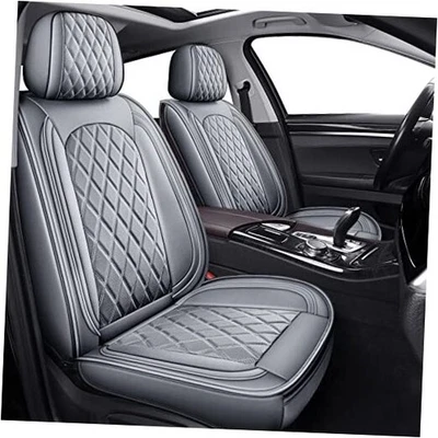  Car Seat Covers Full Set - Leather Seat Covers Grey 5PCS Full Set Gray - Image 1 of 4