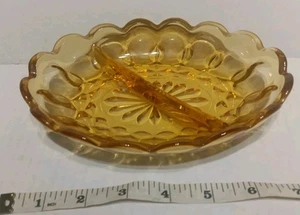 Bernstein Honig Gold Glas Schale 2-teilig gepresst oval Schmuck Relish Süßigkeiten  - Bild 1 von 7