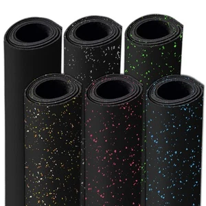 Alfombrillas de goma para ejercicio en casa de alta resistencia con ruedas para gimnasio de 4'x10' de 6 mm de grosor - Imagen 1 de 13