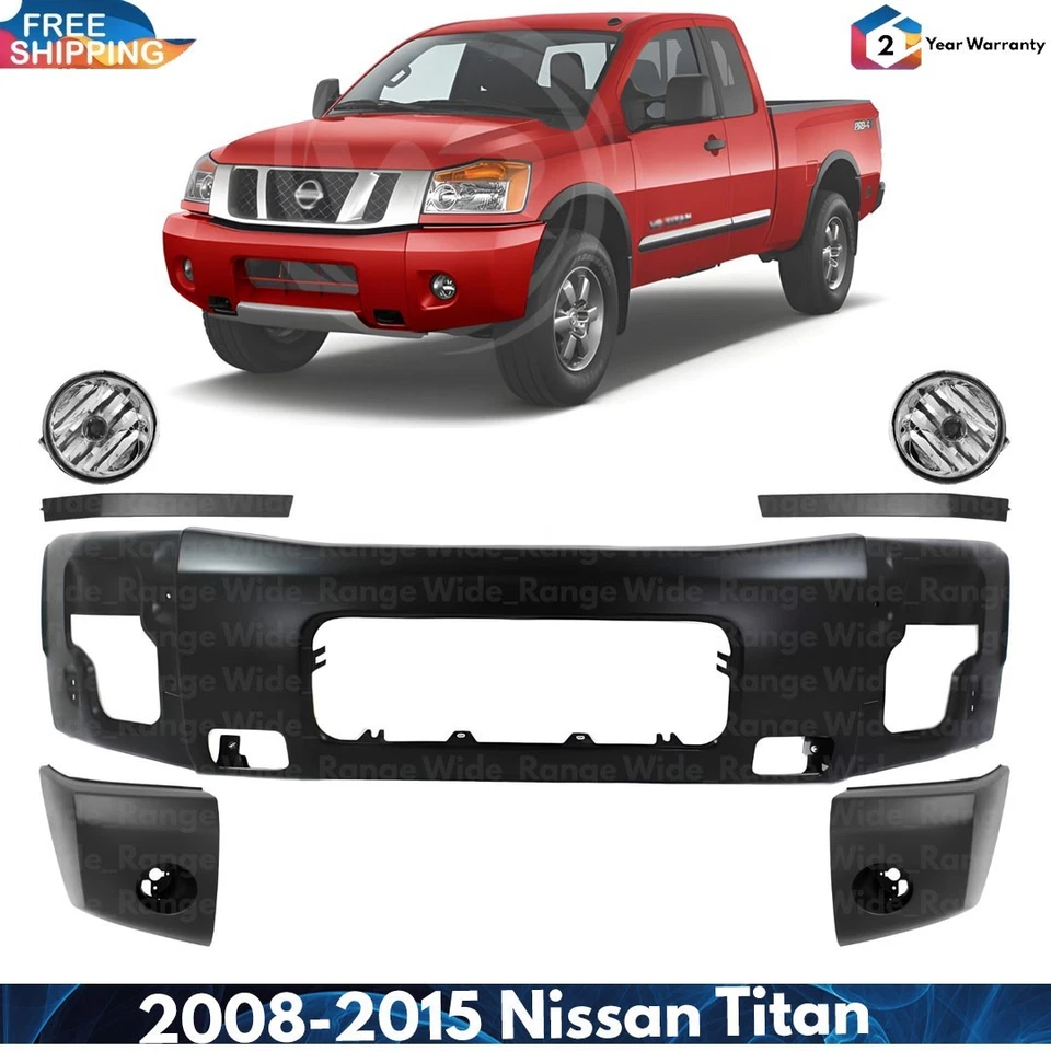 Front Bumper Face Bar Paintable & Fog Light Assembly For 2008-2015 Nissan Titan Foto 1 de 4