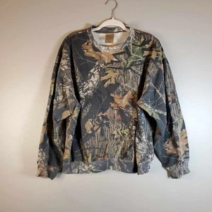 Vintage Mossy Oak Camouflage Sweatshirt Mens XL Crewneck Pullover Field Staff - Picture 1 of 7
