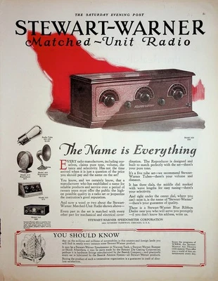 Anuncio de cámara vintage original de 1927: unidad combinada de radio modelo 300 STEWART-WARNER Foto 1 de 2
