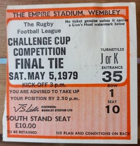 Ticket Stub - Wakefield Trinity v Widnes Challenge Cup Final - Wembley 5.5.79 - Picture 1 of 1