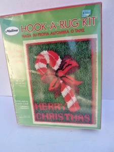 Malina Christmas Candy Cane VTG Hook a Rug Kit USA #43/10 Finished 18" x 24" NIP - Picture 1 of 3