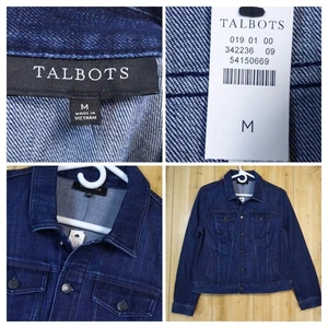 Neu mit Etikett Talbots Damen M dunkle Waschung Jeansjacke klassisch Stretch Knopfleiste Trucker - Bild 1 von 19