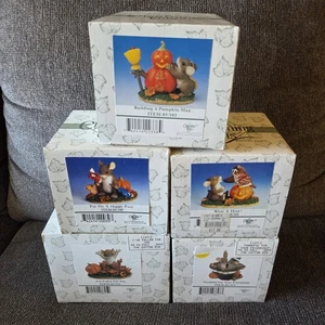 Lot of 5 NEW Fitz And Floyd Charming Tails Figurines with Boxes PUMPKIN Themed - Picture 1 of 7