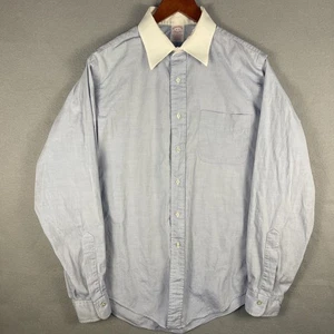 VTG Brooks Brothers Dress Shirt 16-6 Blue White Collar Classic Made in USA - Picture 1 of 8