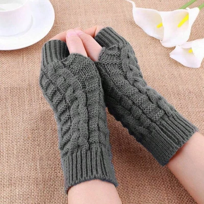Women's Fingerless Winter Gloves Half Finger Wool Knit Gloves Soft & Warm Glove - Image 1 of 4