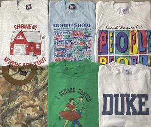 Vintage T Shirt Lot L XL Graphic Print Screen Stars 80s 90s Bundle - Picture 1 of 11