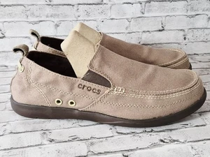 Crocs Walu Halbschuhe Herren Gr. M9 Hellbraun Sackleinen Canvas Slipper Freizeit Komfort Schuhe - Bild 1 von 14
