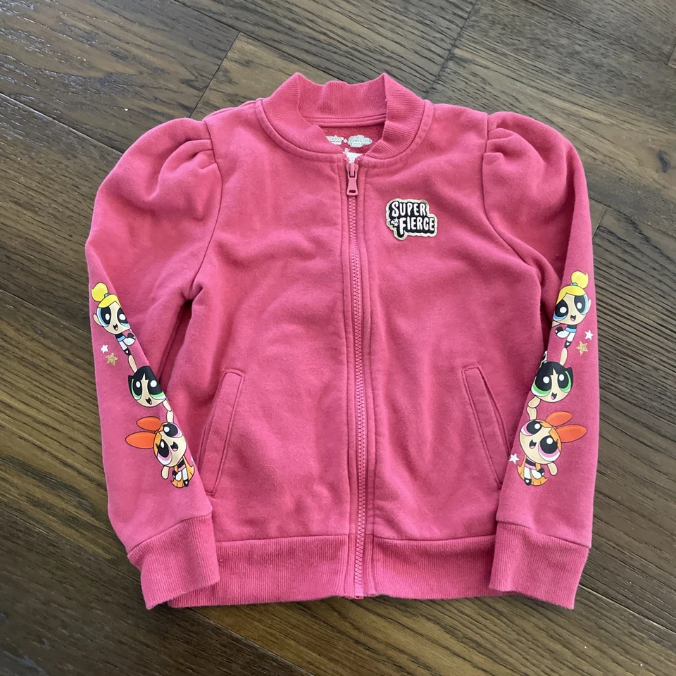 The Powerpuff Girls Super Fierce Sweatshirt Zip Up Jacket Size 8 Pink - Image 1 of 4