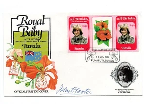 (T493) TUVALU ROYAL BABY SIGNED BY DESIGNER 1982 UK FREEPOST - Picture 1 of 1