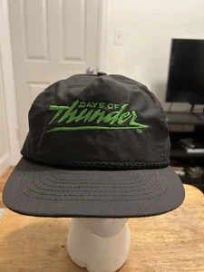 Vintage Days Of Thunder Snapback Hat Cap Movie Promo Black Green Script 1990's - Picture 1 of 8