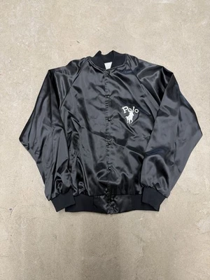Chaqueta de bombardero polo negra satinada vintage mediana de los 90 RARA Foto 1 de 4