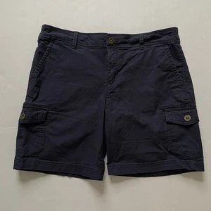 Eddie Bauer Shorts Womens 10 Navy Blue Cargo Twill Stretch Utility 7.5" - Picture 1 of 8
