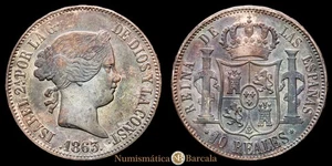  Isabel II 10 Reales (12,94 Gramm) 1863 Madrid AC-540 EBC- - Bild 1 von 3