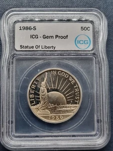 1986 S Statue of Liberty Commemorative Half Dollar Graded ICG GEM PROOF #93831 - Picture 1 of 2