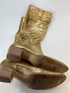 Miu Miu Stiefel Gr. 39 8,5 Distressed Gold Slim Fit *LESEN* - Bild 1 von 5