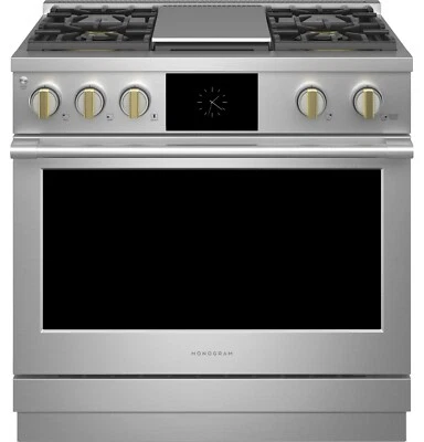 Monogram Pro 36" Dual Fuel Range with 4 Burners and Griddle - ZDP364NDTSS - Image 1 of 4