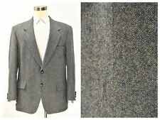 80s Vintage Mens 44R Gray Marled Wool Elbow Patch Blazer Farah 2 Button