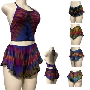 Pantalones Cortos Sexy Tie Dye Volantes, Yoga, Playa, Correr, Pantalones Cortos de Spandex, Talla Única - Imagen 1 de 30