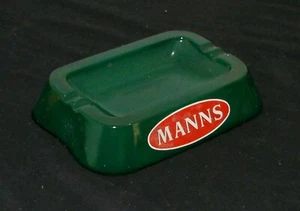RARE VINTAGE GREEN GLASS " MANNS BEER " ADVERTISING ASHTRAY IN GOOD CONDITION - Picture 1 of 4