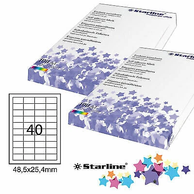 Etichetta Adesiva Bianca 100Fg A4 48,5X25,4Mm (40Et/Fg) Starline