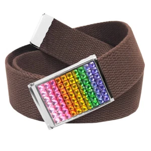 Build A Belt Adult Rainbow Rhinestone Flip Top 1.25" Wide Buckle with Web Belt - Picture 1 of 23