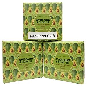 Crabtree & Evelyn Avocado & Olive Oil Bar Soap Triple Milled 10.5oz (3x3.5oz) - Picture 1 of 6