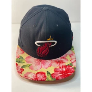 Miami Heat Adidas Mens Baseball Hat Black Pink Floral Snapback One Size - Picture 1 of 5