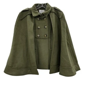 Classic Prep Girls XL Victoria Cape Solid Rifle Green Coat Wool Double Breasted - Picture 1 of 10