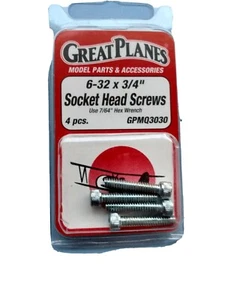 Great Planes. 6-32 x 3/4 Socket Head Screws . GOMQ 3030 - Picture 1 of 1