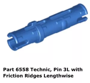 Lego 2x Blue Technic, Pin 3L with Friction Ridges Lengthwise 9526 - Picture 1 of 1