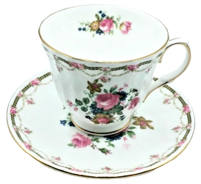 Винтажная чайная чашка и блюдце Duchess элегантный тонкий костяной фарфор цветочный дизайн Англия - Изображение 1 из 4