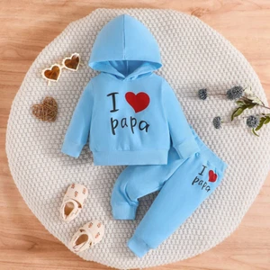 Girls Boy 3 -24 Months Cute Letter Long Sleeve Hoodie Tee Long Pants Outfit Todd - Picture 1 of 11