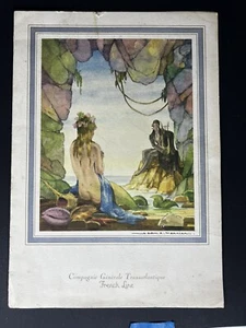 Compagnie Generale Transatlantique 1969 Línea Francesa Menú Imagen Art Nouveau - Imagen 1 de 4